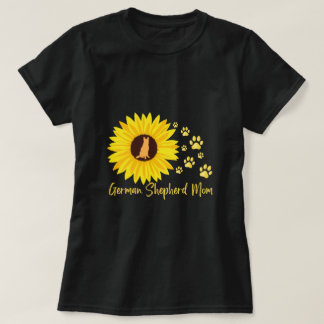 Duitse Herder Mama met Zonnebloem en Paw Prints T-shirt