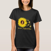 Duitse Herder Mama met Zonnebloem en Paw Prints T-shirt (Voorkant)