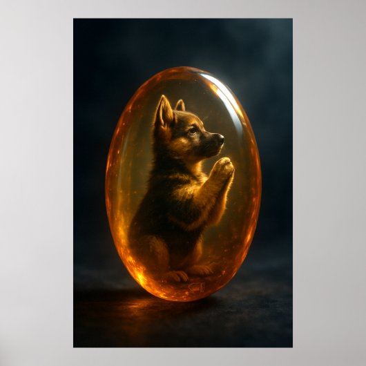 Duitse Herder Memorial Amber Art Print (Voorkant)