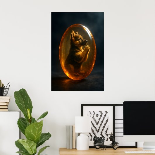 Duitse Herder Memorial Amber Art Print (Thuiskantoor)