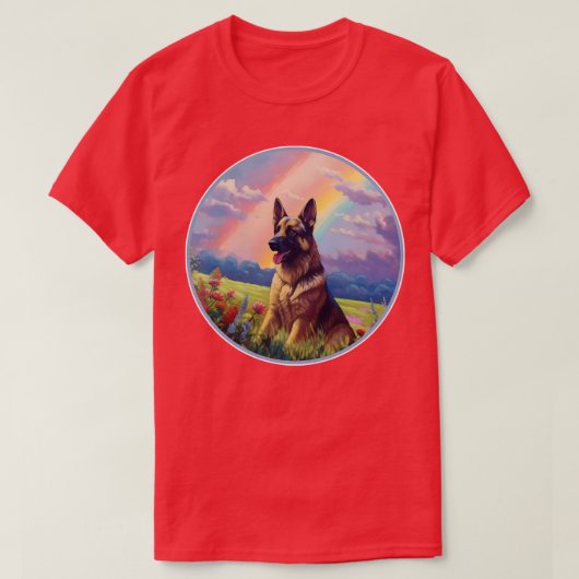 Duitse Herder Memorial Rainbow Bridge GSD Kunst T-shirt (Design voorkant)