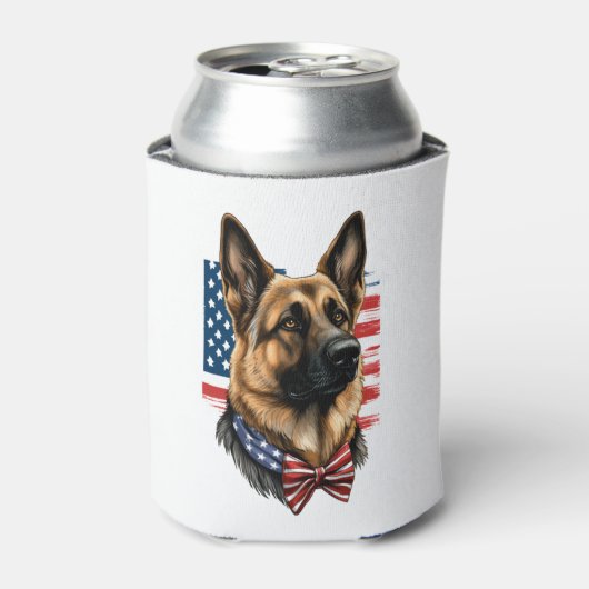 Duitse herder met Amerikaanse vlag Blikjeskoeler (Blikje Voorkant)