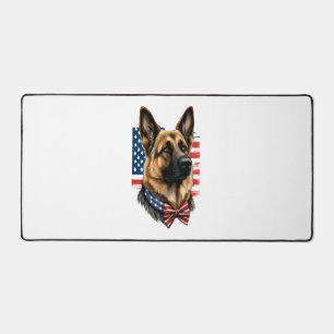 Duitse herder met Amerikaanse vlag Bureaumat