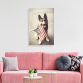Duitse herder met Amerikaanse vlag Canvas Afdruk (Insitu (Woonkamer))