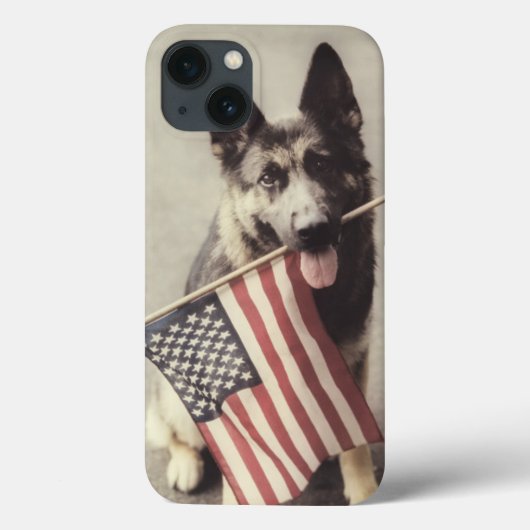 Duitse herder met Amerikaanse vlag Case-Mate iPhone Case (Achterkant)