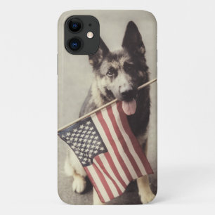 Duitse herder met Amerikaanse vlag Case-Mate iPhone Case