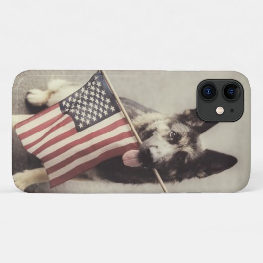 Duitse herder met Amerikaanse vlag Case-Mate iPhone Case (Achterkant (horizontaal))