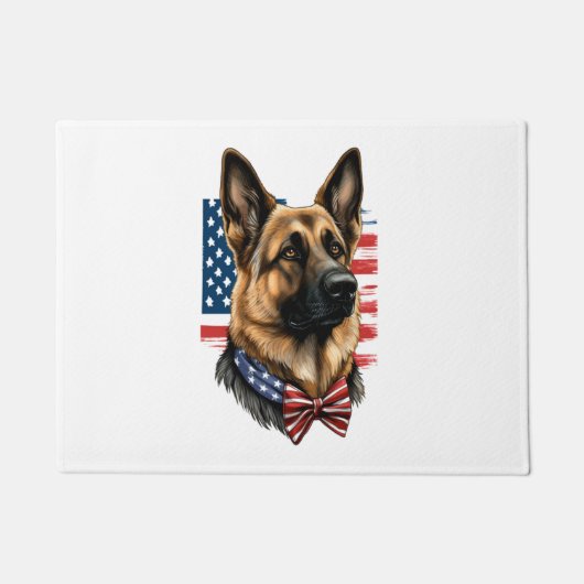 Duitse herder met Amerikaanse vlag Deurmat (Voorkant)