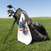 Duitse herder met Amerikaanse vlag Ik hou van een  Golfhanddoek (Groen)