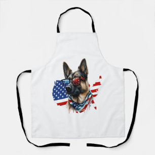 Duitse herder met Amerikaanse vlag Ik hou van een Schort