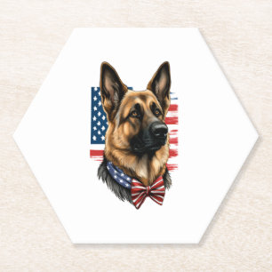Duitse herder met Amerikaanse vlag Kartonnen Onderzetters