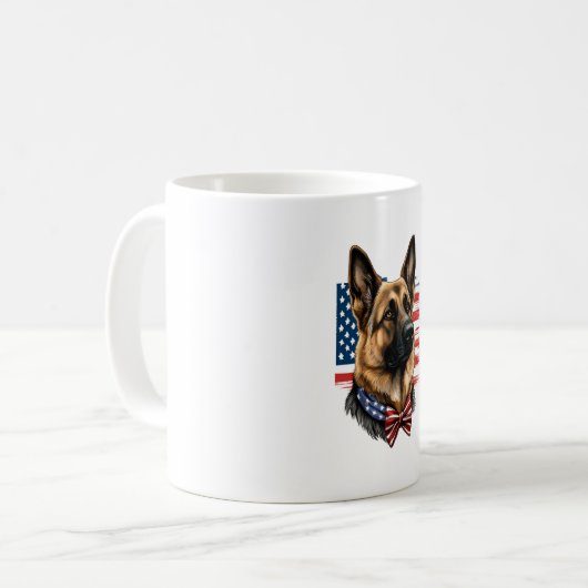 Duitse herder met Amerikaanse vlag Koffiemok (Voorkant links)
