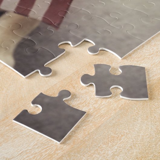 Duitse herder met Amerikaanse vlag Legpuzzel (Zijkant)