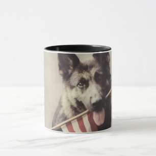 Duitse herder met Amerikaanse vlag Mok