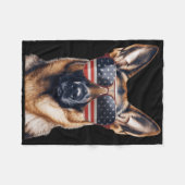 Duitse herder met Amerikaanse vlag Onafhankelijkhe Fleece Deken (Voorkant (Horizontaal))