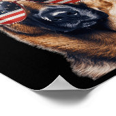 Duitse herder met Amerikaanse vlag Onafhankelijkhe Poster (Hoek)
