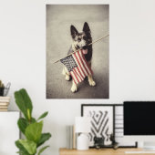 Duitse herder met Amerikaanse vlag Poster (Thuiskantoor)