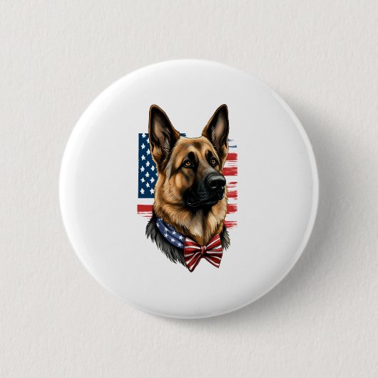 Duitse herder met Amerikaanse vlag Ronde Button 5,7 Cm (Voorkant)
