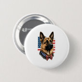 Duitse herder met Amerikaanse vlag Ronde Button 5,7 Cm (Voorkant /achterkant)