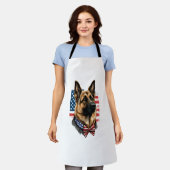 Duitse herder met Amerikaanse vlag Schort (Gedragen)