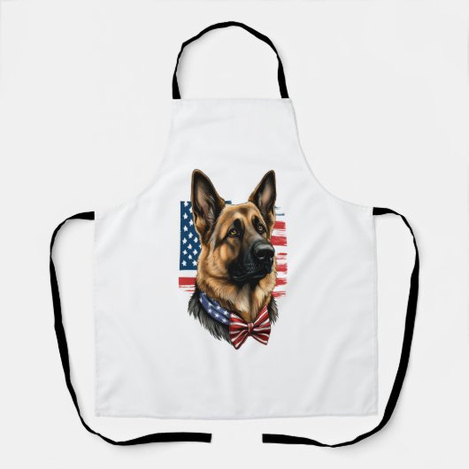 Duitse herder met Amerikaanse vlag Schort (Voorkant)