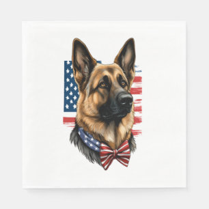 Duitse herder met Amerikaanse vlag Servet