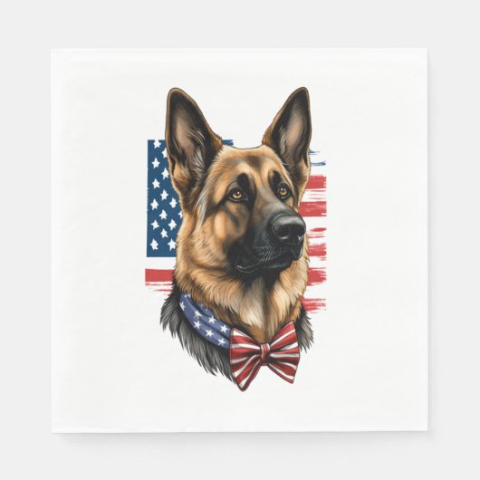 Duitse herder met Amerikaanse vlag Servet (Voorkant)