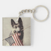 Duitse herder met Amerikaanse vlag Sleutelhanger (Achterkant)
