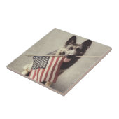 Duitse herder met Amerikaanse vlag Tegeltje (Zijkant)