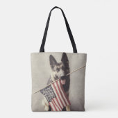 Duitse herder met Amerikaanse vlag Tote Bag (Achterkant)