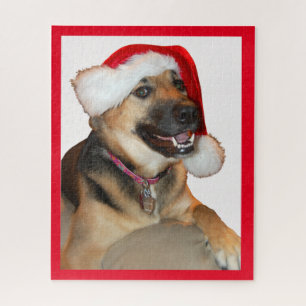 Duitse Herder met een Kerstman Hoed Legpuzzel