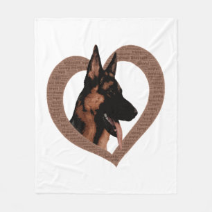 Duitse herder met hart gevormd woord kunst fleece deken
