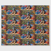 Duitse Herder met Kerstboom en Cadeaus Cadeaupapier (Vlak)