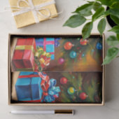Duitse Herder met Kerstboom en Cadeaus Tissuepapier (Geschenk)