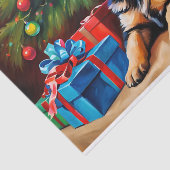 Duitse Herder met Kerstboom en Cadeaus Tissuepapier (Detail)