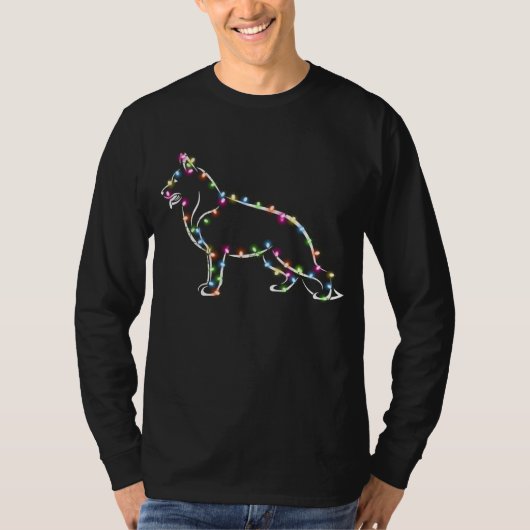 Duitse herder met kerstlicht 2022 kerst t-shirt (Voorkant)