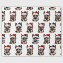 Duitse herder met kerstmuts cadeaupapier