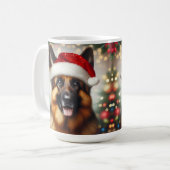 Duitse Herder met Kerstmuts Koffiemok (Voorkant links)