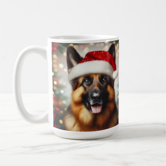 Duitse Herder met Kerstmuts Koffiemok (Links)