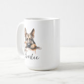 Duitse Herder met koffiehond, mok met attitude (Voorkant links)