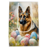 Duitse herder met paaseieren medium cadeauzakje (Achterkant)