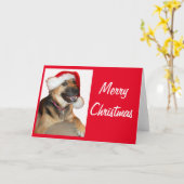 Duitse herder met Pet voor de kerstman Kaart (Gele Bloem)