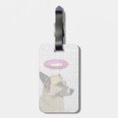 Duitse herder met roze halo bagagelabel (Achterkant verticaal)