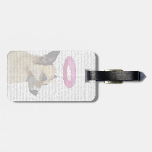 Duitse herder met roze halo bagagelabel (Achterkant horizontaal)