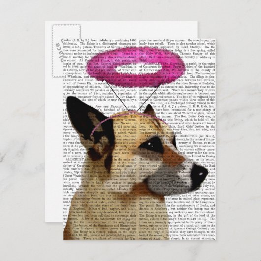 Duitse herder met roze halo briefkaart (Voorkant / Achterkant)