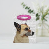 Duitse herder met roze halo briefkaart (Staand voorkant)