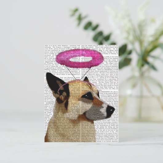 Duitse herder met roze halo briefkaart (Staand voorkant)