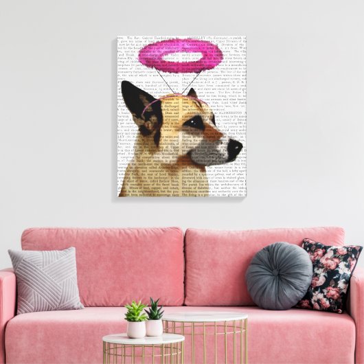 Duitse herder met roze halo canvas afdruk (Insitu (Woonkamer))