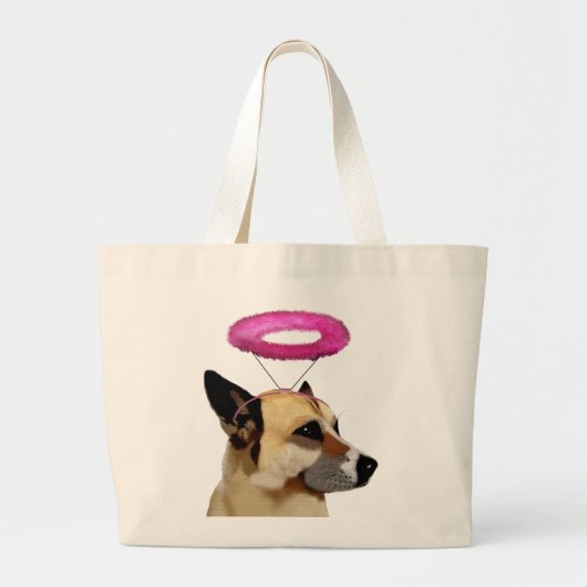 Duitse herder met roze halo grote tote bag (Voorkant)