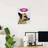Duitse herder met roze halo poster (Thuiskantoor)